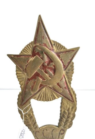 Russland " CCCP " Fahnenspitze aus Messing. Gesamthöhe 31,5cm . Reste des Originallack, der untere Teil sicherlich Nachträglich angefügt