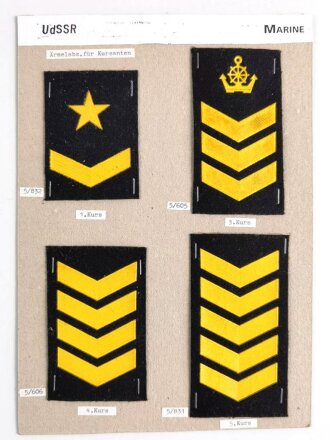 Russland UDSSR, Sammlung Marineabzeichen, auf Karton...