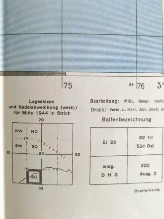 Deutsche Heereskarte "Arenzano" Italien, Maße: 51 x 45 cm, datiert: 1944, gebraucht