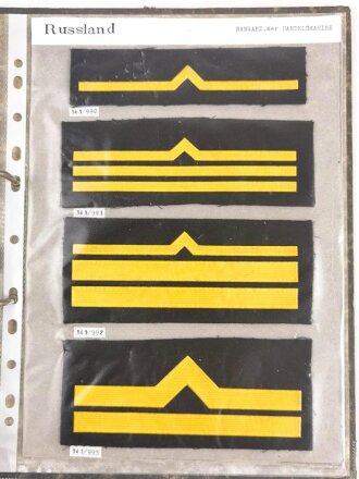 Russland UDSSR, Sammlung Abzeichen zum Thema Marine,  11 Seiten auf Karton aufgetackert