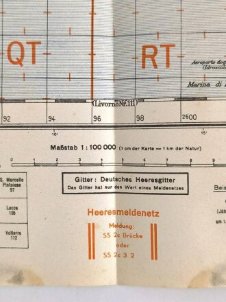 Deutsche Heereskarte "Pisa" Italien, Maße: 49 x 45,5 cm, datiert: 1944, gebraucht