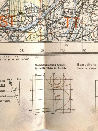 Deutsche Heereskarte "Pisa" Italien, Maße: 49 x 45,5 cm, datiert: 1944, gebraucht