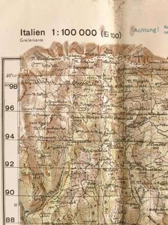 Deutsche Heereskarte "Bassano del Grappa" Italien, Maße: 51 x 48 cm, datiert: 1945, gebraucht