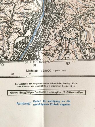 Deutsche Heereskarte "Sestri Ponente" Italien, Maße: 50 x 44,5 cm, datiert: 1944, gebraucht