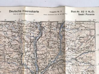Deutsche Heereskarte "Sestri Ponente" Italien, Maße: 50 x 44,5 cm, datiert: 1944, gebraucht