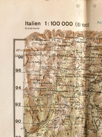 Deutsche Heereskarte "Bassano del Grappa" Italien, Maße: 51 x 48 cm, datiert: 1945, gebraucht