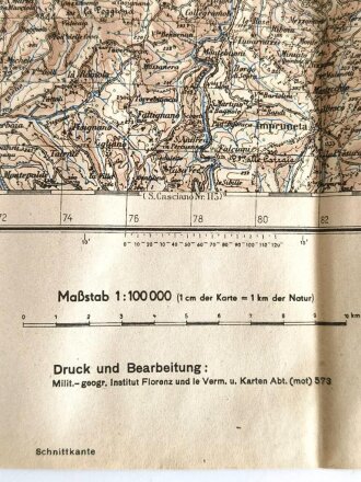 Truppenkarte "Firenze" Italien, Maße: 49 x 64 cm, datiert: 1943, gebraucht