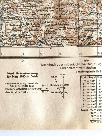 Truppenkarte "Firenze" Italien, Maße: 49 x 64 cm, datiert: 1943, gebraucht