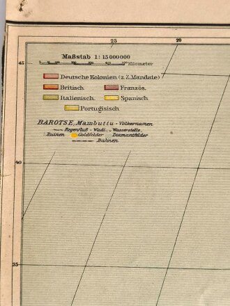 Landkarte Afrika, Maße: 67 x 58,5 cm, datiert: 1939/40, gebraucht