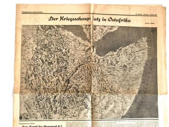 Landkarte Ostafrika in: "Völkischer Beobachter", Maße: 54 x 45 cm, datiert: 1935, stark gebraucht