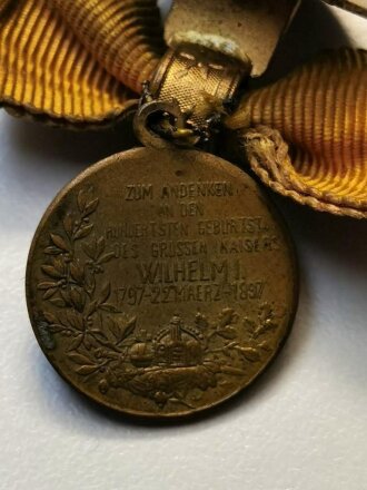 Preussen, Knopflochminiatur Centenarmedaille 16mm