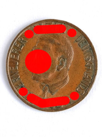 Heil Hitler Erneuerer Deutschlands - Ich hab mitgeholfen Opferspende 50 Opferpfennige ", Messing ,18mm