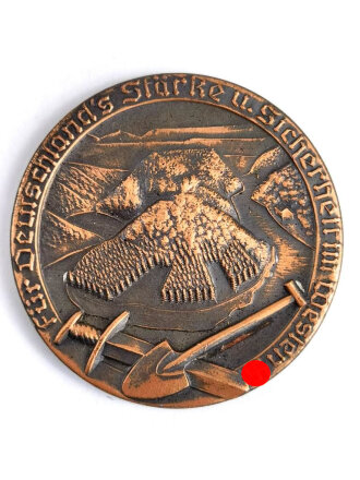 Leichtmetallplakette "Für Deutschlands Stärke und Sicherheit im Westen" Westwall. Durchmesser 43mm