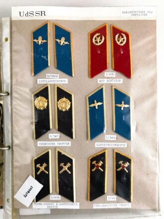 Russland UDSSR, Sammlung Abzeichen,13 Seiten, auf Karton aufgetackert