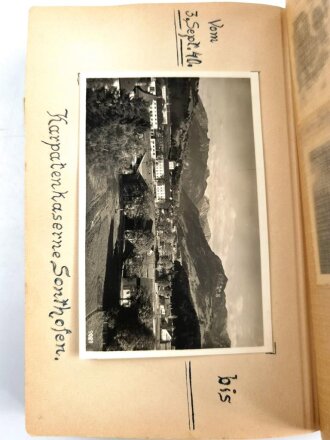 Gebirgsjäger Ers. Batl. 99 Sonthofen Allgäu. Soldaten Tagebuch mit 15 Fotos, dazu diverse Ansichtskarten und Briefe