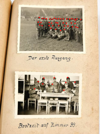 Gebirgsjäger Ers. Batl. 99 Sonthofen Allgäu. Soldaten Tagebuch mit 15 Fotos, dazu diverse Ansichtskarten und Briefe