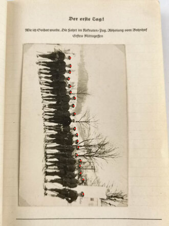 Gebirgsjäger Ers. Batl. 99 Sonthofen Allgäu. Soldaten Tagebuch mit 15 Fotos, dazu diverse Ansichtskarten und Briefe