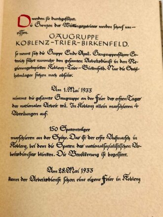 Reichsarbeitsdienst Arbeitsgau XXIV Mittelrhein, "Gau Chronik" 90 Seiten, sehr guter Zustand