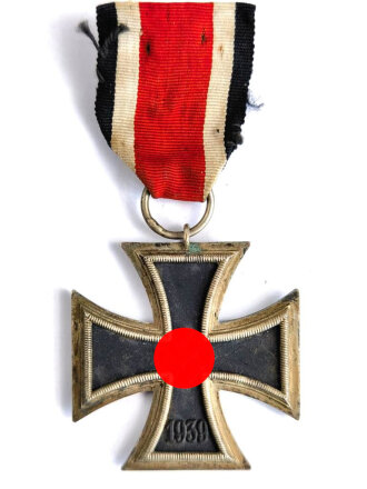 Eisernes Kreuz 2. Klasse 1939 am kurzen Band, ohne Hersteller, Hakenkreuz mit vollständiger Schwärzung