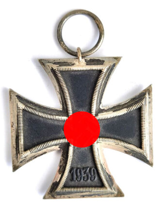 Eisernes Kreuz 2. Klasse 1939 ohne Hersteller, Hakenkreuz mit vollständiger Schwärzung, Zargen noch teils frostig erhalten