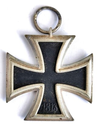 Eisernes Kreuz 2. Klasse 1939, Hersteller " 65 " im Bandring für " Klein & Quenzer A.G., Idar Oberstein ", Hakenkreuz mit vollständiger Schwärzung