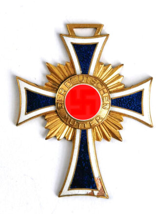 Ehrenkreuz der Deutschen Mutter ( Mutterkreuz ) in Gold, untere Emaille am Kreuz beschädigt
