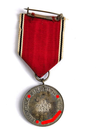 Anschlussmedaille 13. März 1938 an Tragenadel