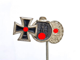 Miniatur, Eisernes Kreuz 2. Klasse, Ostmedaille und Verwundetenabzeichen Silber, Größe 9mm