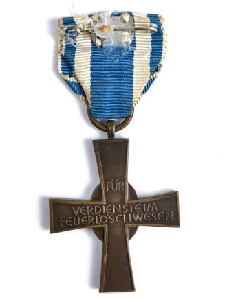 Bayern, Feuerwehr Ehrenzeichen in Bronze für 25 Jahre, 2. Fassung von 1955 bis 1971, Nadel mit Kleberesten
