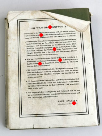"Waffen-SS im Einsatz"Paul Hausser, 272 Seiten, datiert 1953, im Schutzumschlag, stark gebraucht