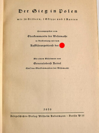 "Der Sieg in Polen", 1939, 174 Seiten, über DIN A5