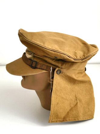 Luftwaffe Tropenschirmmütze , sogenannte "Hermann Meyer Mütze". Getragenes Stück , die Effekten original vernäht, Kopfgrösse 58