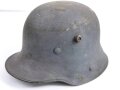 Stahlhelm Luftwaffe. Glocke aus dem 1.Weltkrieg, Innenfutter M40 original verbaut. Graublauer Originallack