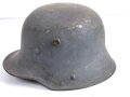 Stahlhelm Luftwaffe. Glocke aus dem 1.Weltkrieg, Innenfutter M40 original verbaut. Graublauer Originallack