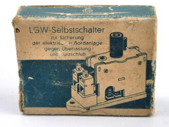 Luftwaffe Selbstschalter zur Sicherung der elektrischen Bordanlage gegen Überlastung und Kurzschluß. FL E 5000 01, ungebrauchtes Stück in der originalen Verpackung