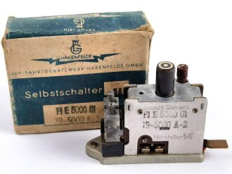 Luftwaffe Selbstschalter zur Sicherung der elektrischen Bordanlage gegen Überlastung und Kurzschluß. FL E 5000 01, ungebrauchtes Stück in der originalen Verpackung