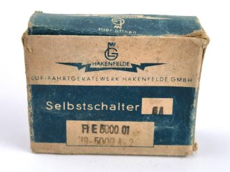 Luftwaffe Selbstschalter zur Sicherung der elektrischen Bordanlage gegen Überlastung und Kurzschluß. FL E 5000 01, ungebrauchtes Stück in der originalen Verpackung