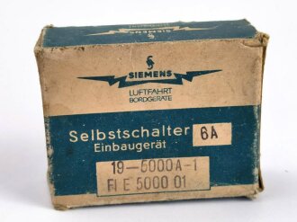 Luftwaffe Selbstschalter zur Sicherung der elektrischen Bordanlage gegen Überlastung und Kurzschluß. FL E 5000 01, ungebrauchtes Stück in der originalen Verpackung