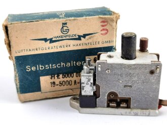 Luftwaffe Selbstschalter zur Sicherung der elektrischen Bordanlage gegen Überlastung und Kurzschluß. FL E 5000 01, ungebrauchtes Stück in der originalen Verpackung