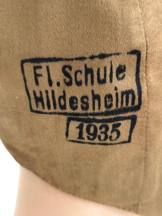 Luftwaffe Kopfhaube für fliegendes Personal. Frühe Ausführung,  ohne Elektrik. Hersteller Heisler Berlin, Kammerstück der Fliegerschule Hildesheim 1935