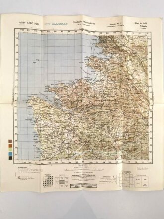 Deutsche Heereskarte "Trieste" Italien, Maße etwa 45 x 48 cm, datiert 1944, ungebraucht