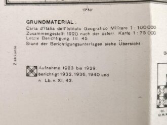 Deutsche Heereskarte "Trieste" Italien, Maße etwa 45 x 48 cm, datiert 1944, ungebraucht