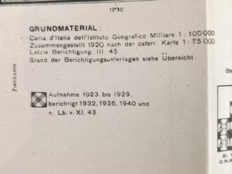 Deutsche Heereskarte "Trieste" Italien, Maße etwa 45 x 48 cm, datiert 1944, ungebraucht