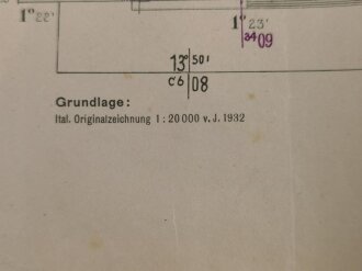 Deutsche Heereskarte "Valmorasa" Italien, Maße 45 x 50 cm, datiert 1944, ungebraucht
