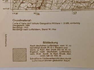 Deutsche Heereskarte "Spilamberto" Italien, Maße 45 x 50 cm, datiert 1944, ungebraucht