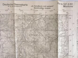 Deutsche Heereskarte "Montona"  Italien, Maße 49 x 60 cm, datiert 1944, ungebraucht