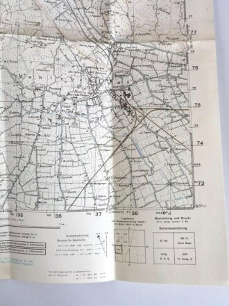 Deutsche Heereskarte "Montebelluna"  Italien, Maße 45 x 50 cm, datiert 1944, ungebraucht