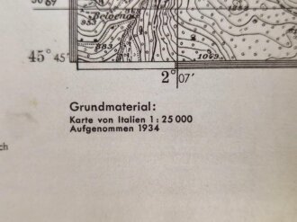 Deutsche Heereskarte "Collio"  Italien, Maße 45 x 50 cm, datiert 1944, ungebraucht