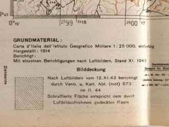 Deutsche Heereskarte "Colbordolo"  Italien, Maße 45 x 50 cm, datiert 1944, ungebraucht