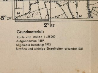 Deutsche Heereskarte "Crema"  Italien, Maße 45 x 50 cm, datiert 1944, ungebraucht